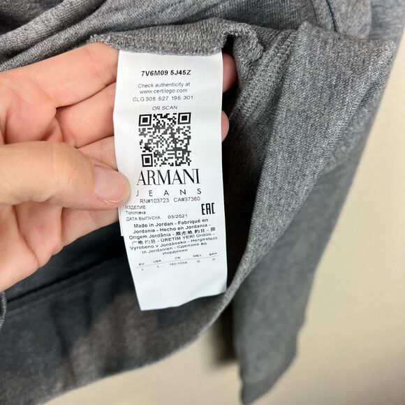 Armani Jeans Womens Full Zip Jacket Mock Neck Gray Long‎ Sleeve Size Large Logo - Picture 12 of 15